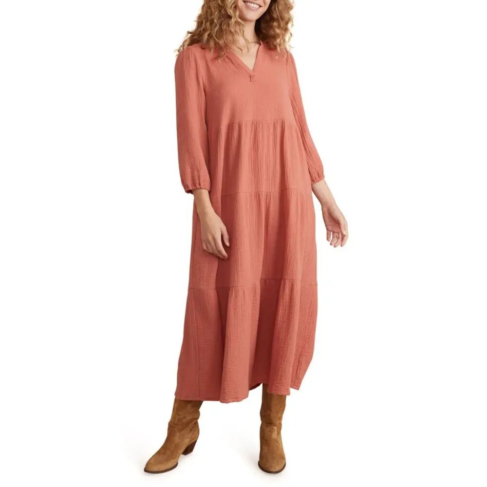 MARINE LAYER Annabella Gauze‎ Tiered Maxi Dress Medium